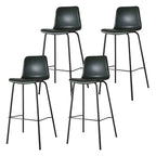 Tabourets de bar en cuir avec dossier et structure en métal marron