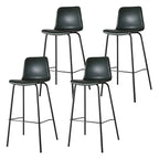 Tabourets de bar en cuir avec dossier et structure en métal marron
