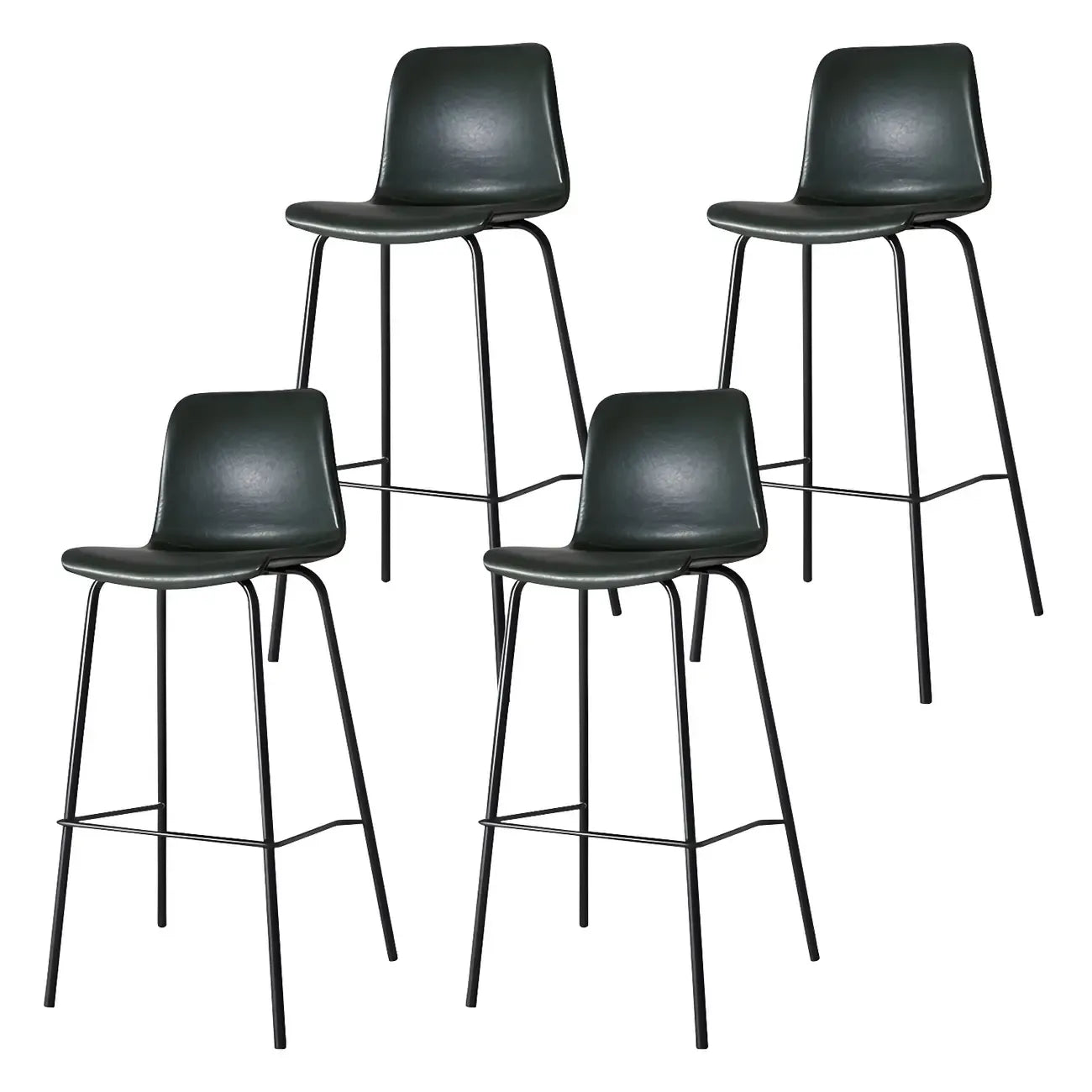 Tabourets de bar en cuir avec dossier et structure en métal marron
