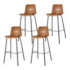 Tabourets de bar en cuir avec dossier et structure en métal marron