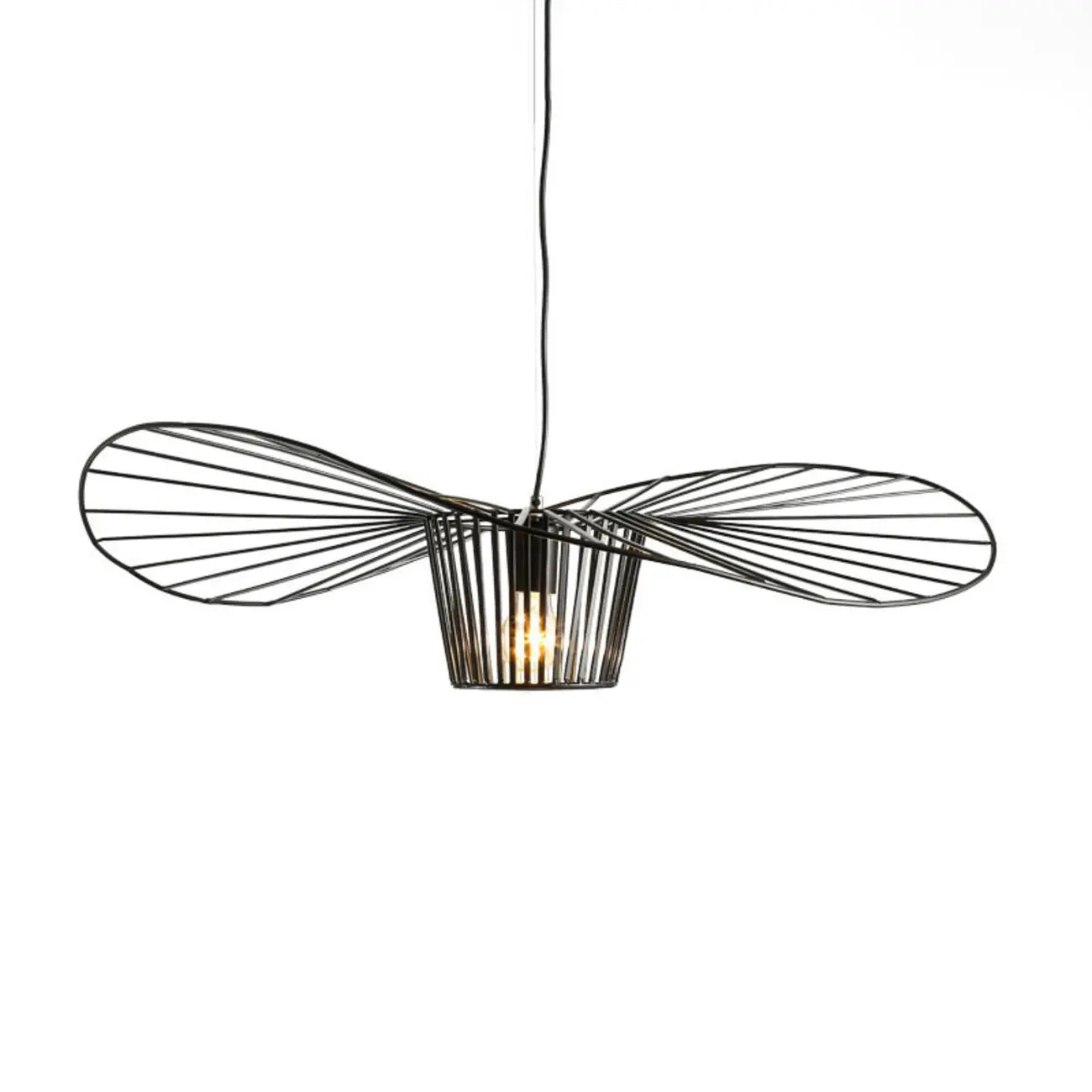 Suspension contemporaine au design linéaire ondulé en feuille de lotus, style chapeau.
