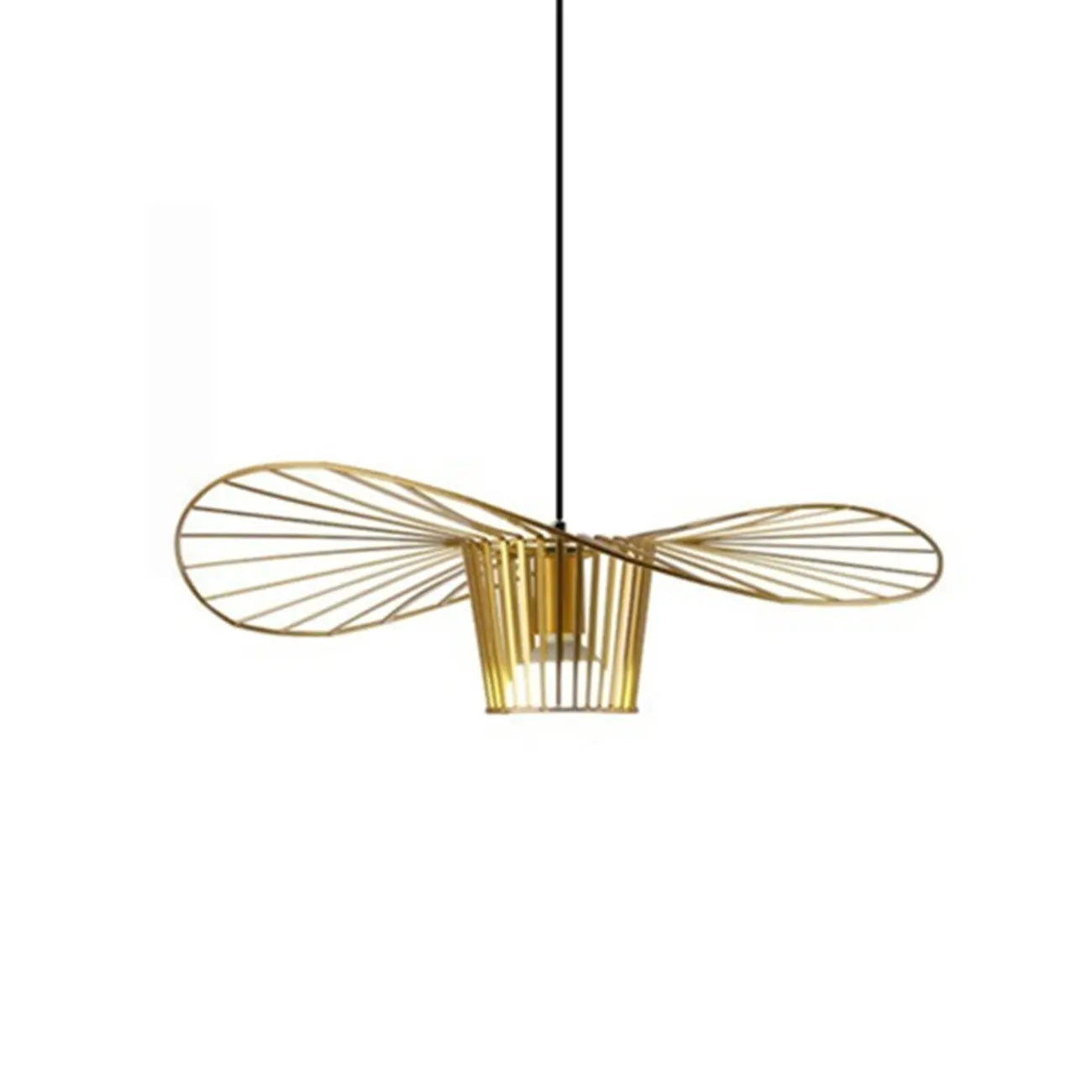Suspension contemporaine au design linéaire ondulé en feuille de lotus, style chapeau.