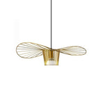 Suspension contemporaine au design linéaire ondulé en feuille de lotus, style chapeau.