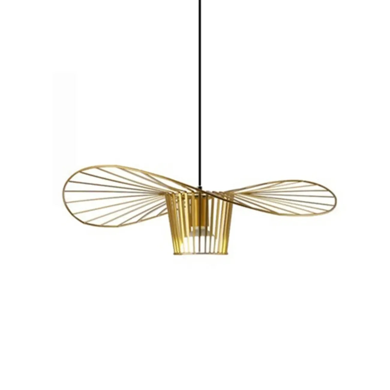 Suspension contemporaine au design linéaire ondulé en feuille de lotus, style chapeau.