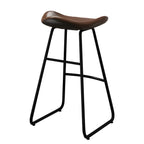 Tabourets de bar classiques en cuir marron selle, hauteur comptoir