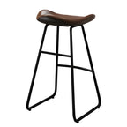 Tabourets de bar classiques en cuir marron selle, hauteur comptoir