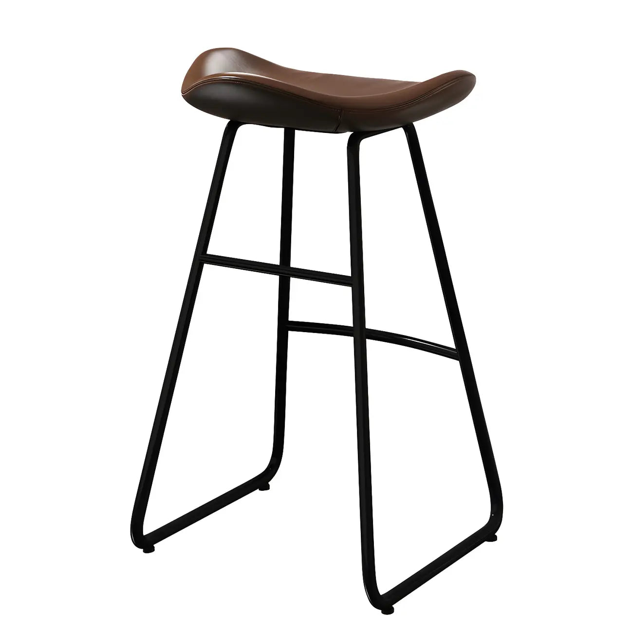 Tabourets de bar classiques en cuir marron selle, hauteur comptoir