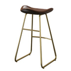 Tabourets de bar classiques en cuir marron selle, hauteur comptoir