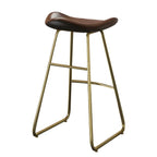 Tabourets de bar classiques en cuir marron selle, hauteur comptoir