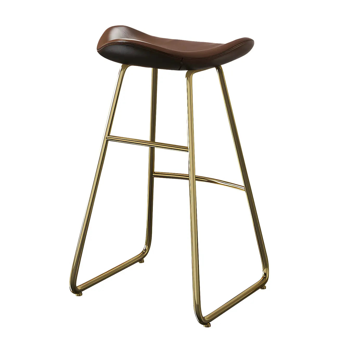 Tabourets de bar classiques en cuir marron selle, hauteur comptoir