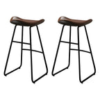 Tabourets de bar classiques en cuir marron selle, hauteur comptoir