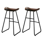 Tabourets de bar classiques en cuir marron selle, hauteur comptoir