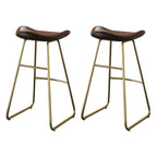 Tabourets de bar classiques en cuir marron selle, hauteur comptoir