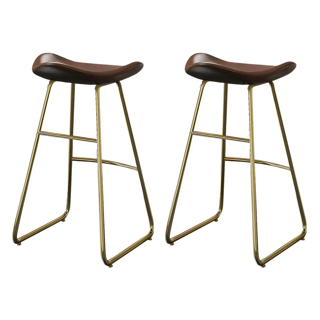 Tabourets de bar classiques en cuir marron selle, hauteur comptoir
