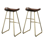 Tabourets de bar classiques en cuir marron selle, hauteur comptoir
