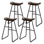 Tabourets de bar classiques en cuir marron selle, hauteur comptoir