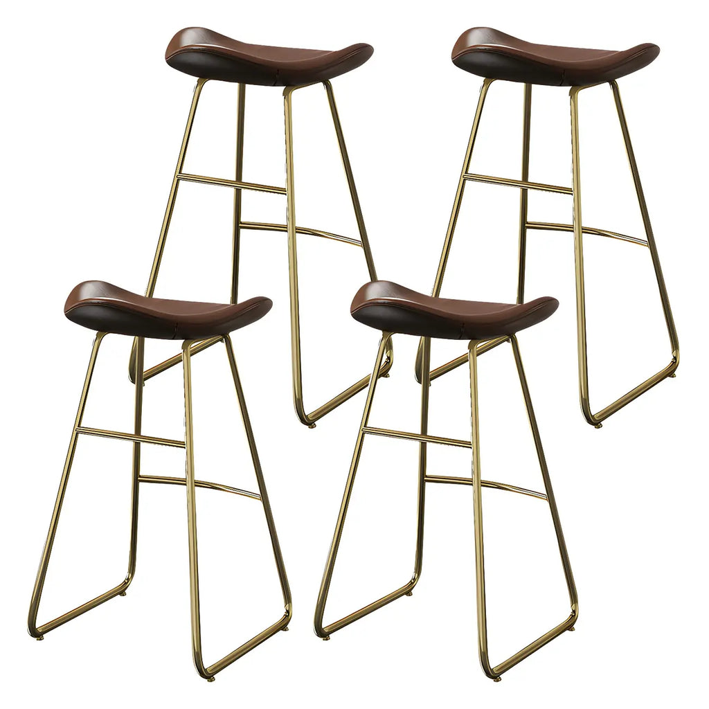 Tabourets de bar classiques en cuir marron selle, hauteur comptoir