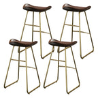 Tabourets de bar classiques en cuir marron selle, hauteur comptoir