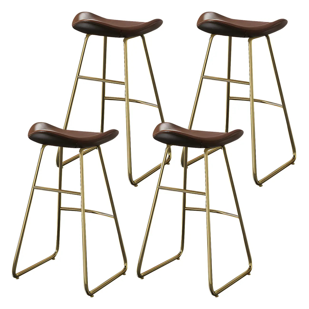 Tabourets de bar classiques en cuir marron selle, hauteur comptoir