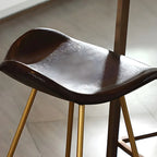 Tabourets de bar classiques en cuir marron selle, hauteur comptoir