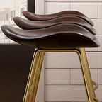 Tabourets de bar classiques en cuir marron selle, hauteur comptoir