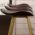 Tabourets de bar classiques en cuir marron selle, hauteur comptoir