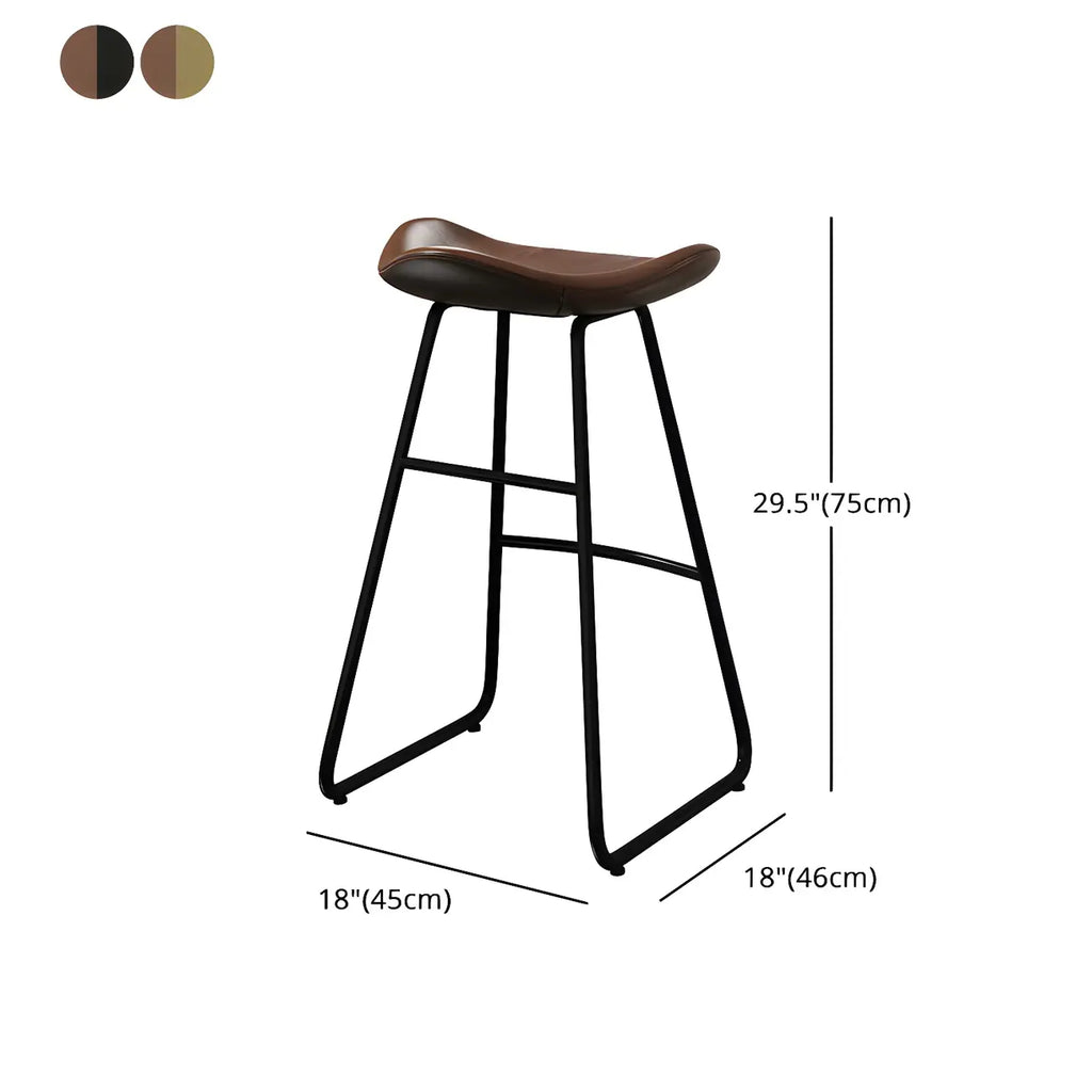 Tabourets de bar classiques en cuir marron selle, hauteur comptoir