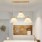 Suspension LED florale en verre opale à 3 lumières pour salle à manger