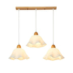 Suspension LED florale en verre opale à 3 lumières pour salle à manger