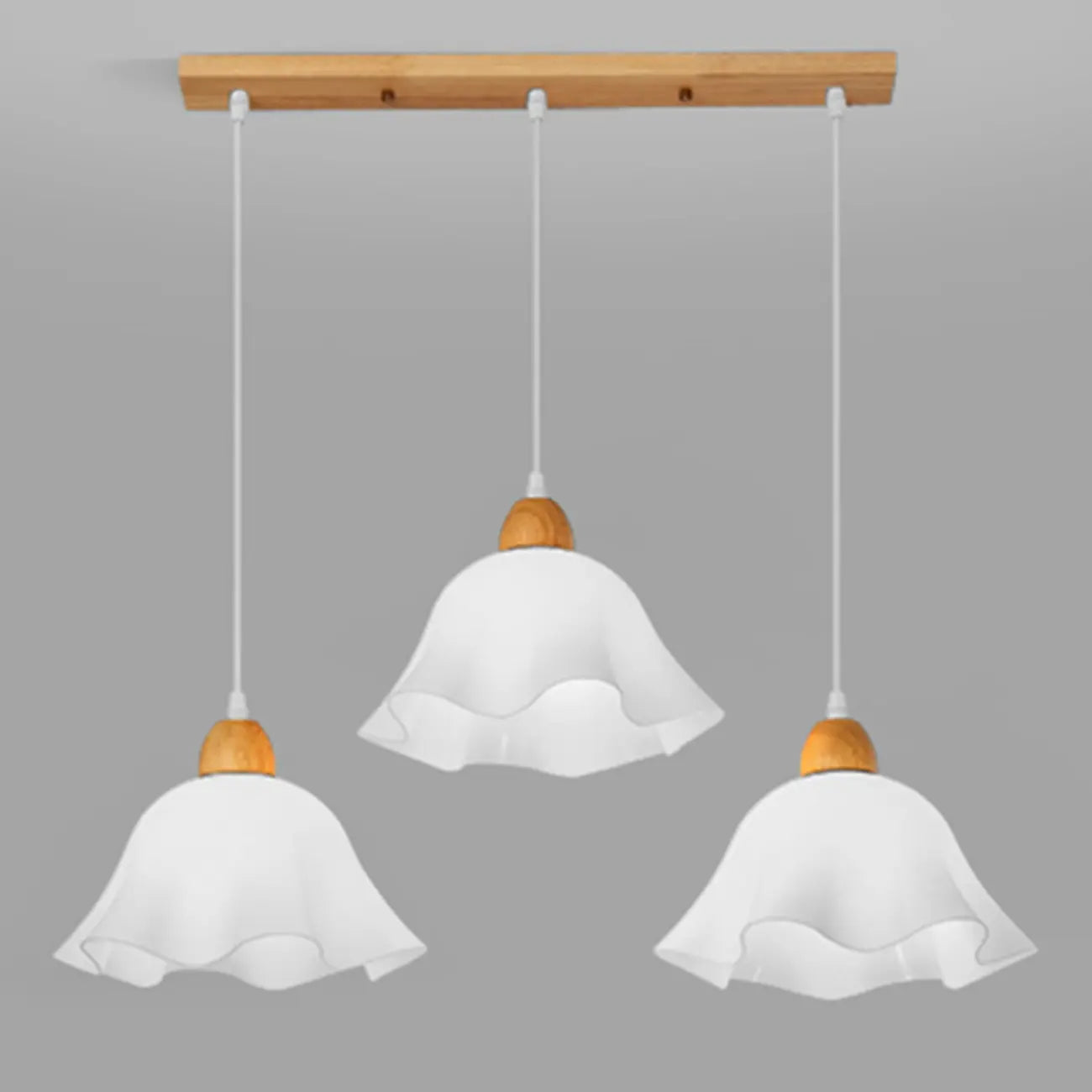 Suspension LED florale en verre opale à 3 lumières pour salle à manger