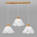 Suspension LED florale en verre opale à 3 lumières pour salle à manger