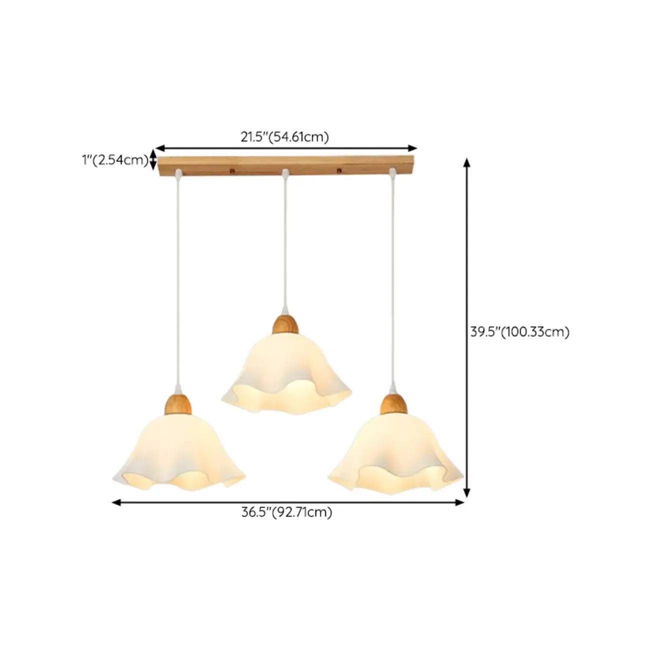 Suspension LED florale en verre opale à 3 lumières pour salle à manger