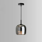 Suspension moderne à 3 lumières en verre noir en forme de bocal