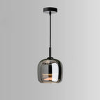 Suspension moderne à 3 lumières en verre noir en forme de bocal
