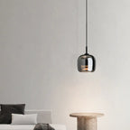 Suspension moderne à 3 lumières en verre noir en forme de bocal