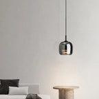 Suspension moderne à 3 lumières en verre noir en forme de bocal