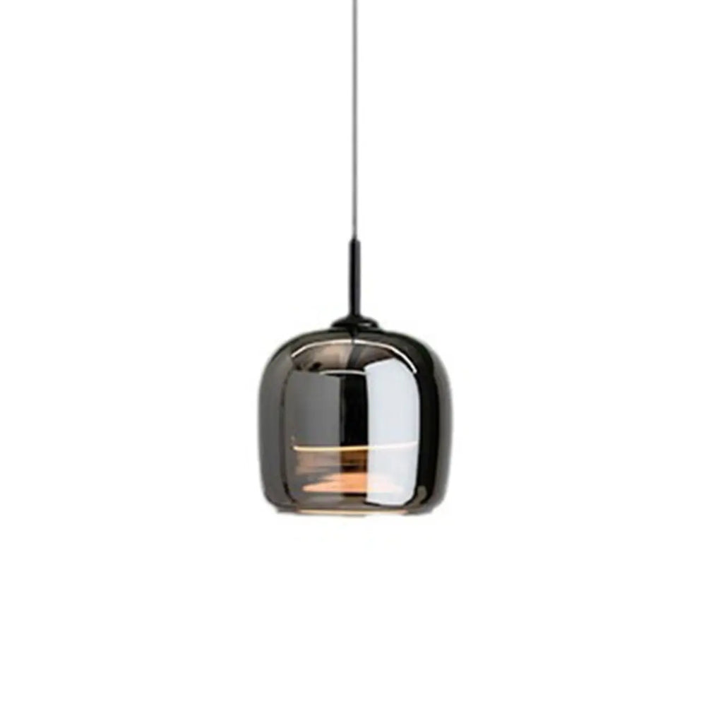 Suspension moderne à 3 lumières en verre noir en forme de bocal