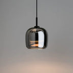 Suspension moderne à 3 lumières en verre noir en forme de bocal