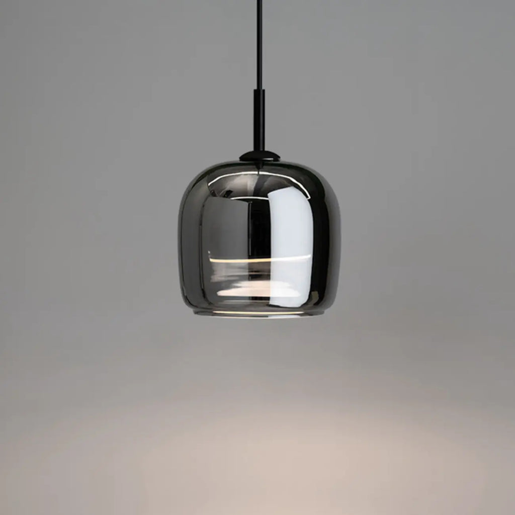 Suspension moderne à 3 lumières en verre noir en forme de bocal