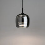 Suspension moderne à 3 lumières en verre noir en forme de bocal