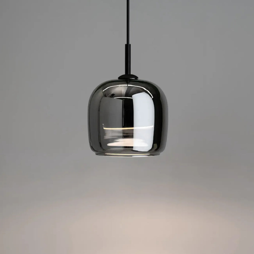 Suspension moderne à 3 lumières en verre noir en forme de bocal