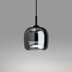 Suspension moderne à 3 lumières en verre noir en forme de bocal
