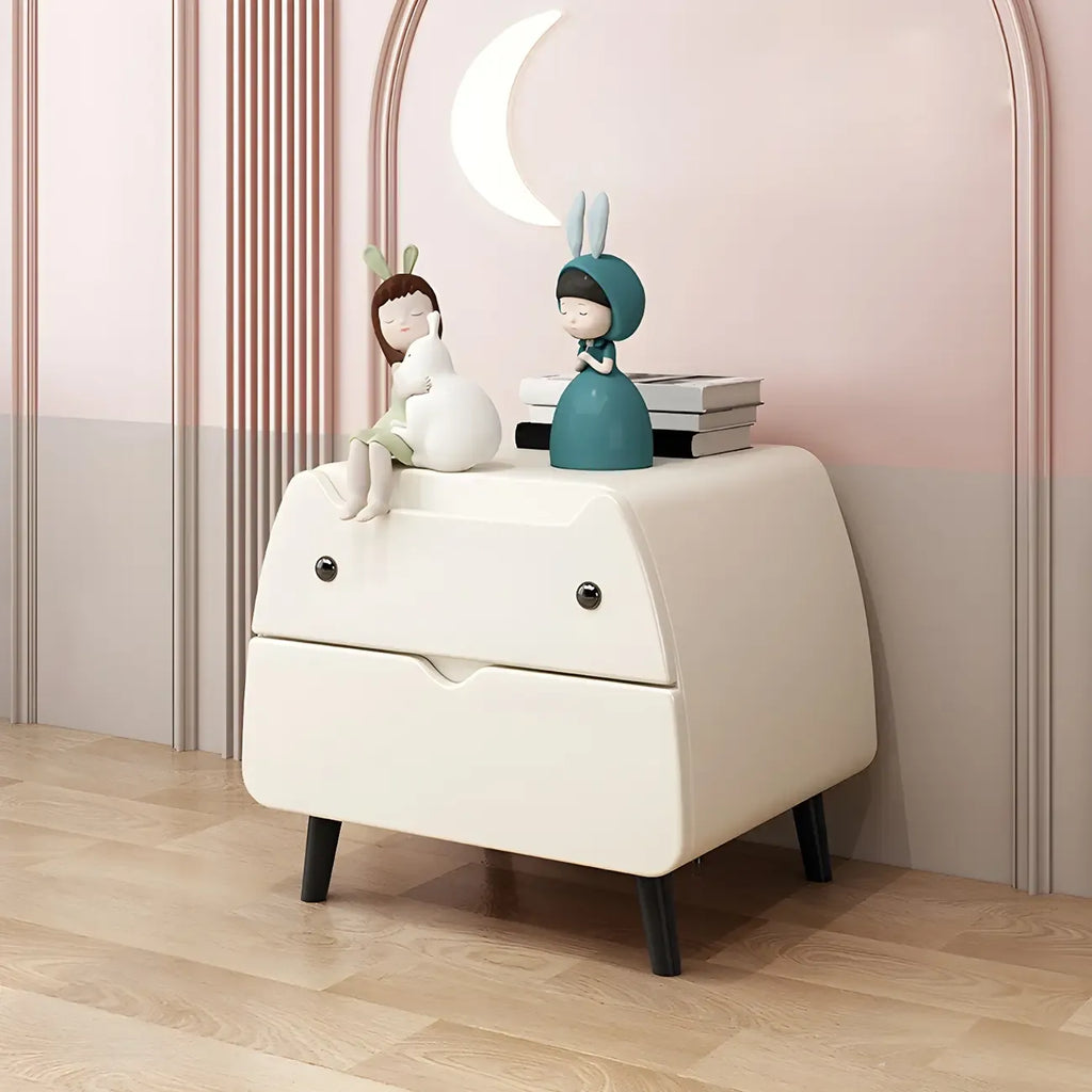 Table de chevet scandinave rose en forme de chat mignon avec 2 tiroirs
