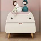 Table de chevet scandinave rose en forme de chat mignon avec 2 tiroirs