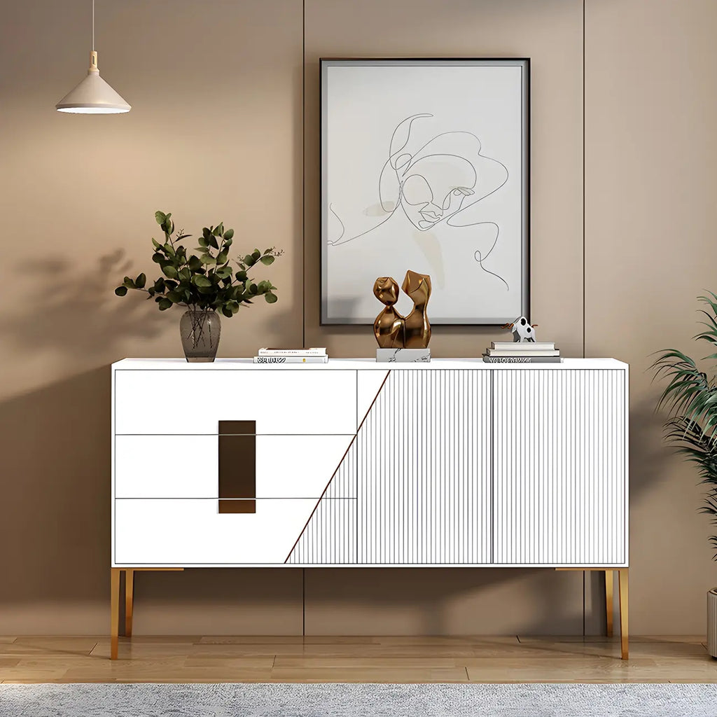 Buffet élégant et raffiné en bois avec tiroirs
