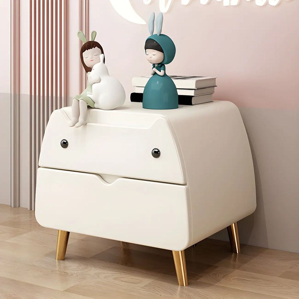 Table de chevet scandinave rose en forme de chat mignon avec 2 tiroirs