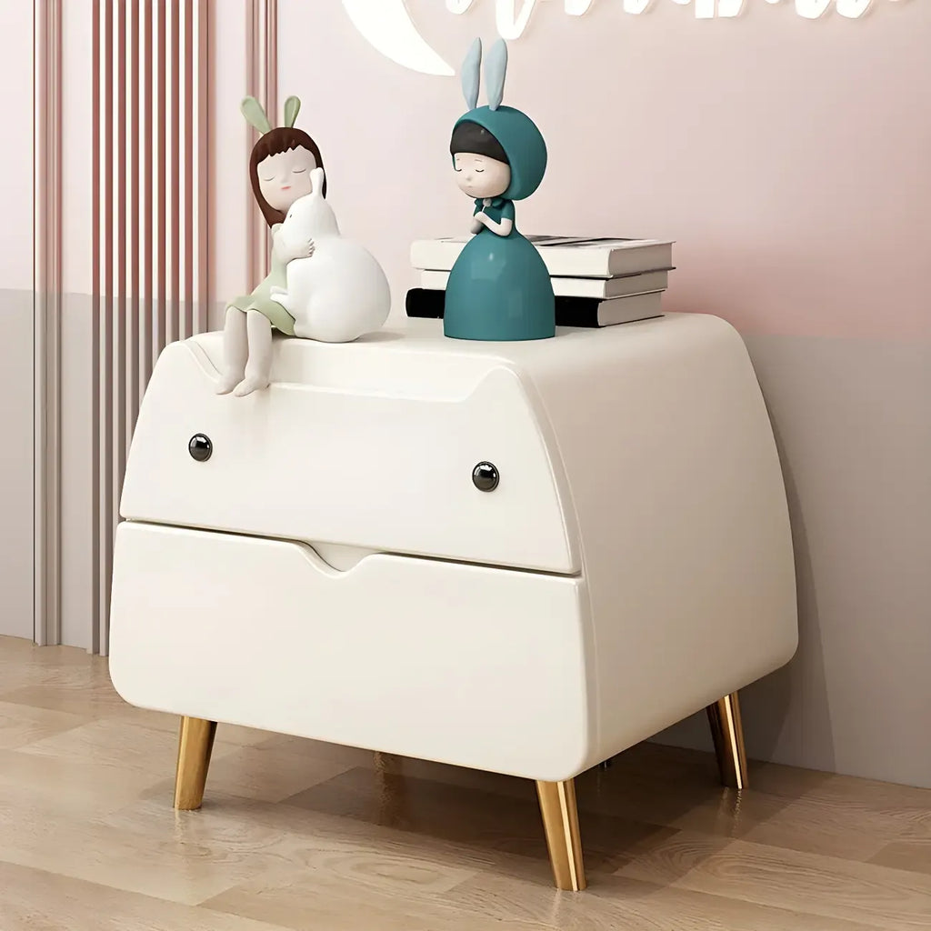 Table de chevet scandinave rose en forme de chat mignon avec 2 tiroirs