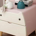 Table de chevet scandinave rose en forme de chat mignon avec 2 tiroirs