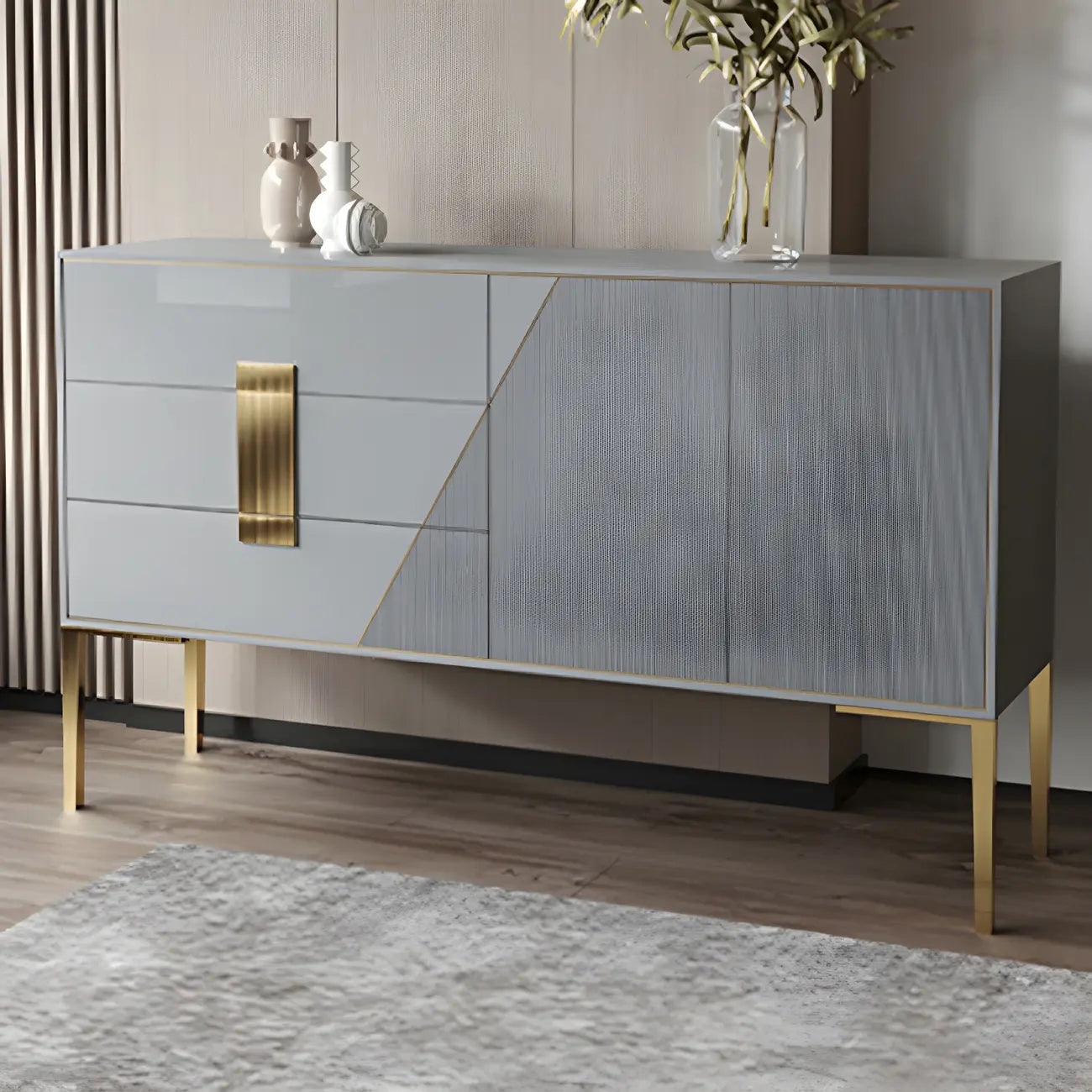 Buffet élégant et raffiné en bois avec tiroirs