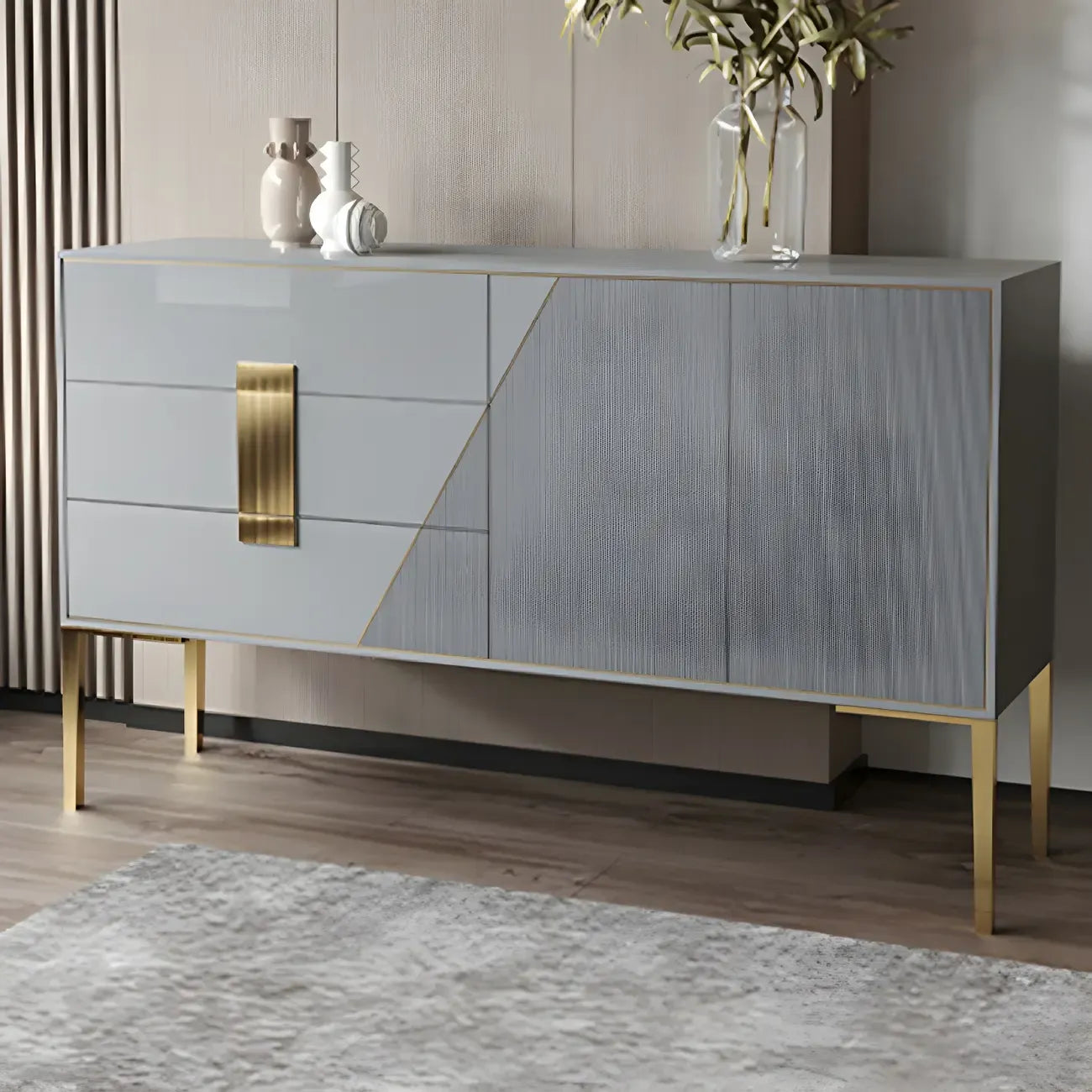 Buffet élégant et raffiné en bois avec tiroirs